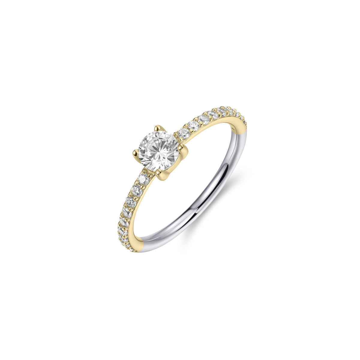 Gisser Ring Zilver Geel Verguld Zirkonia Wit – R468Y