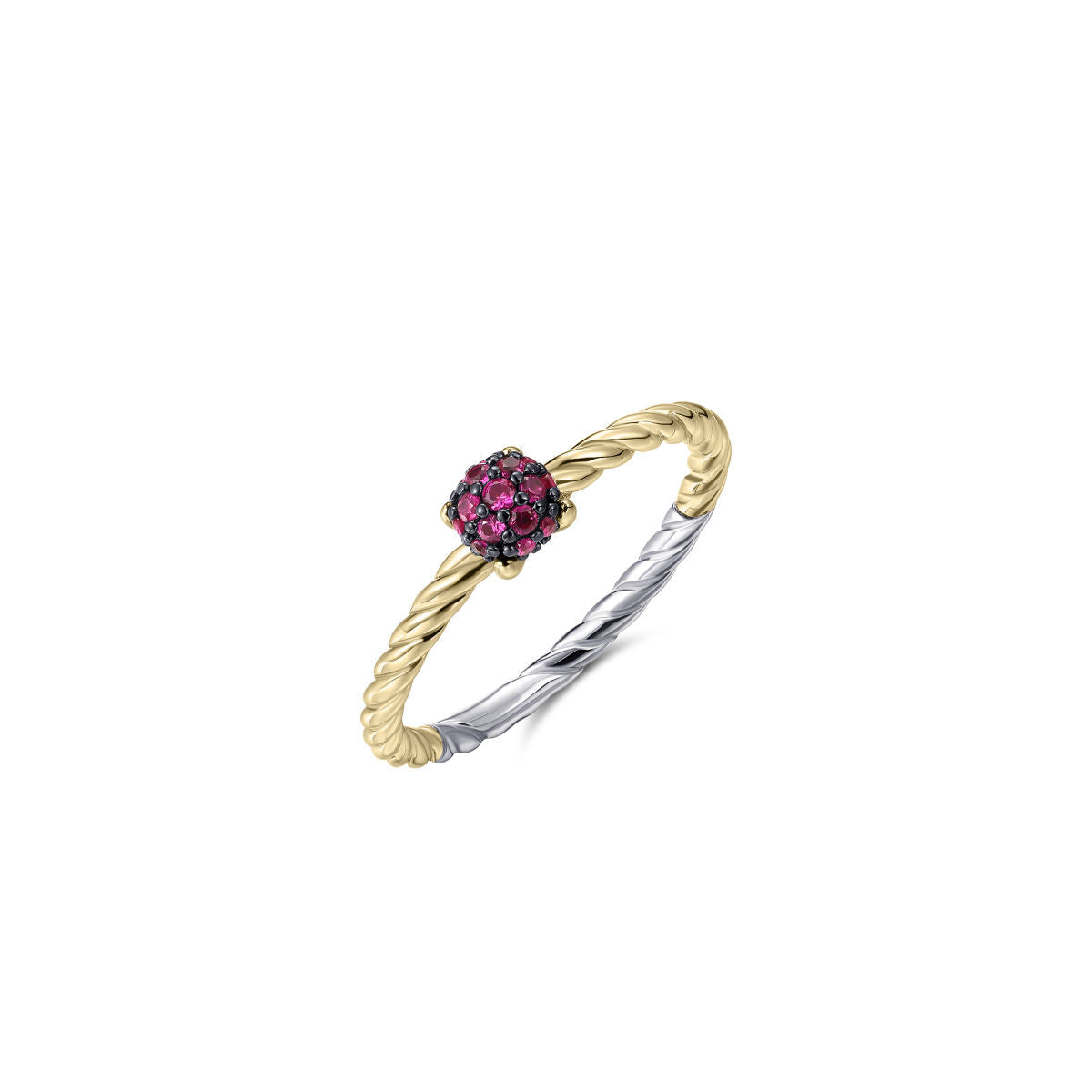 Gisser Ring Zilver Geel Verguld Zirkonia Rood – R469YF