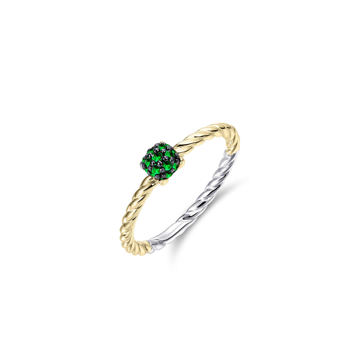 Gisser Ring Zilver Geel Verguld Zirkonia Groen – R469YG