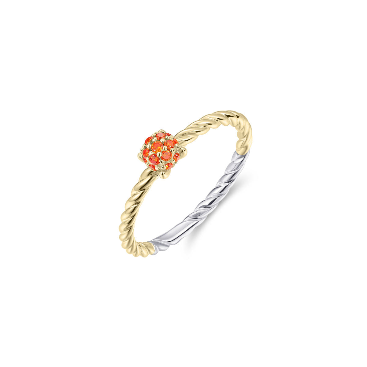 Gisser Ring Zilver Geel Verguld Zirkonia Oranje – R469YO