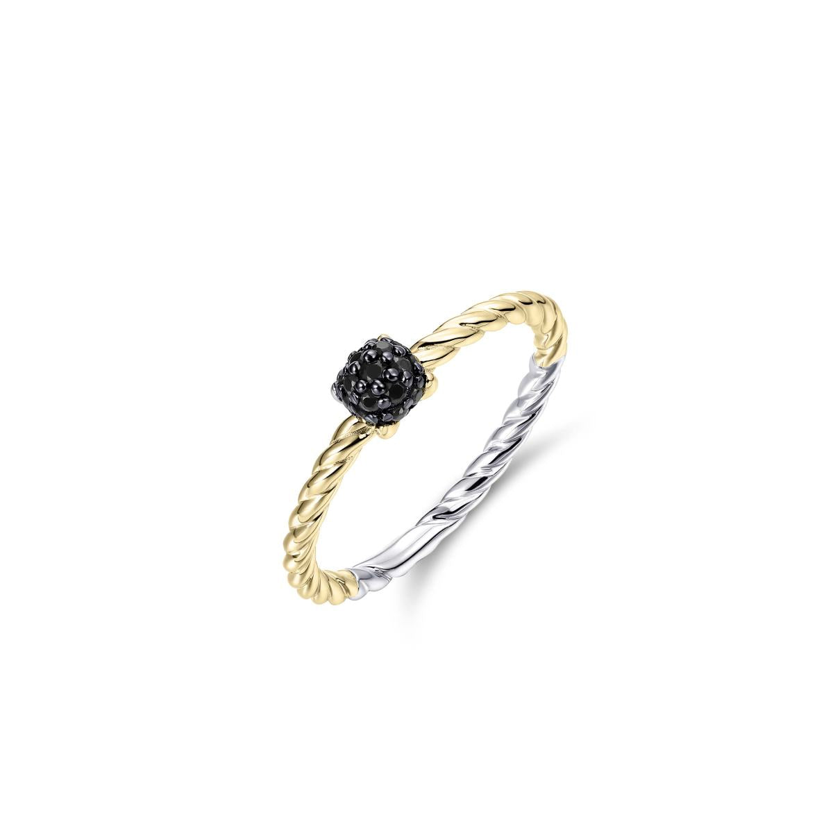 Gisser Ring Zilver Geel Verguld Zirkonia Zwart – R469YZ
