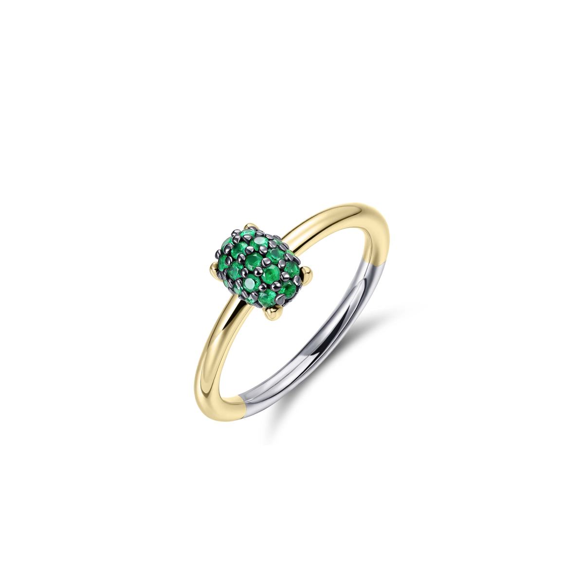 Gisser Ring Zilver Geel Verguld Zirkonia Groen – R470YG