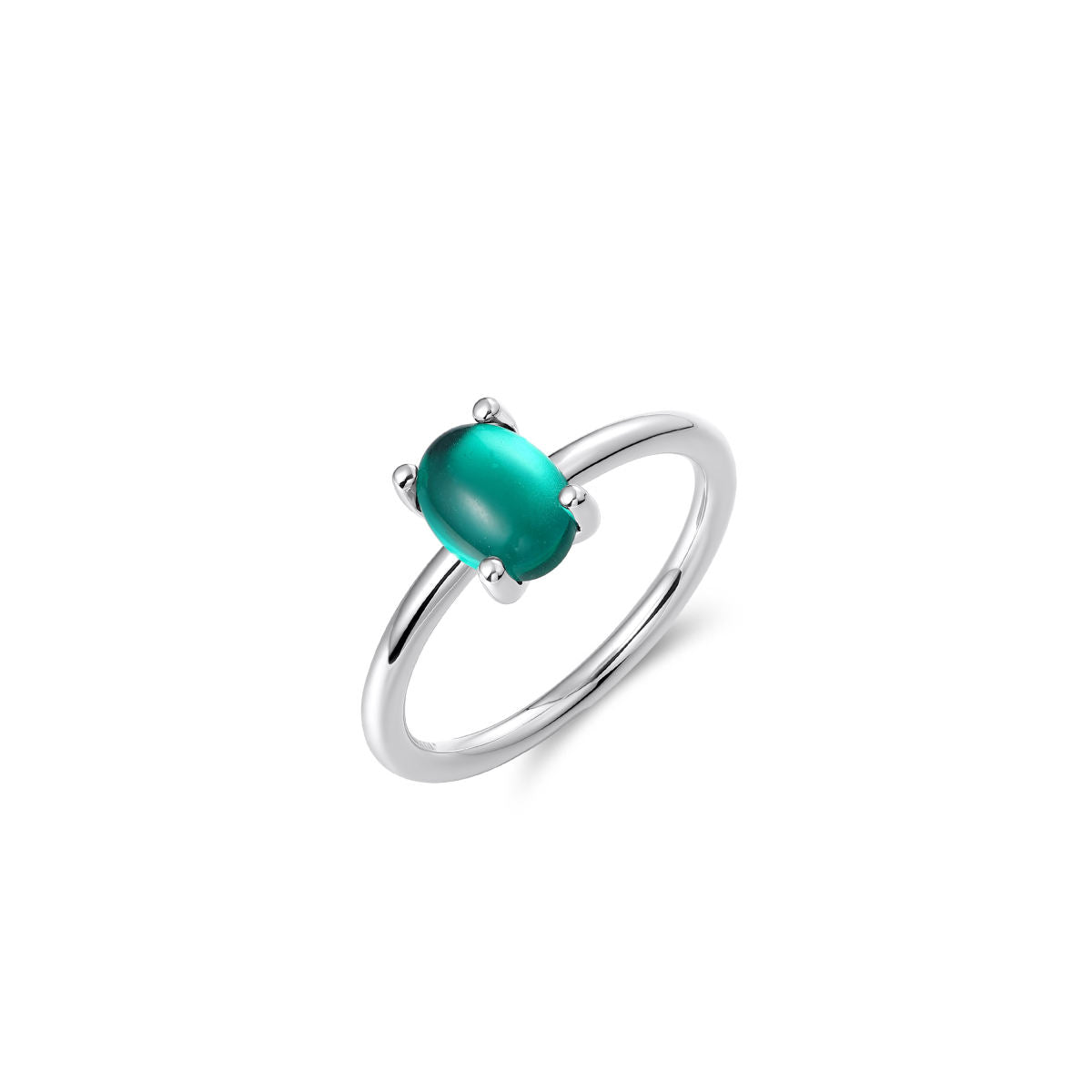 Gisser Ring Zilver Gerhodineerd Zirkonia Groen – R471P