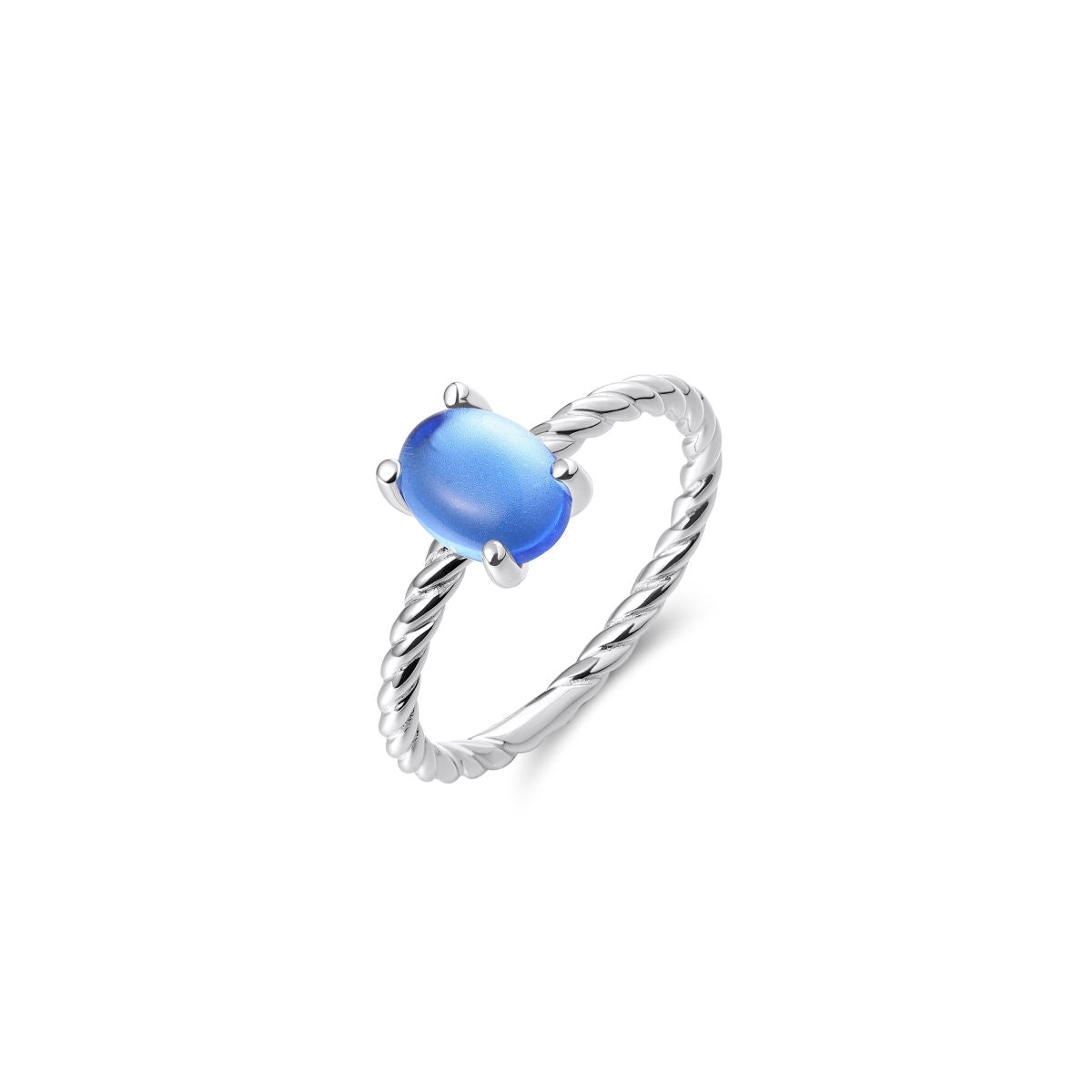 Gisser Ring Zilver Gerhodineerd Zirkonia Blauw – R473LB