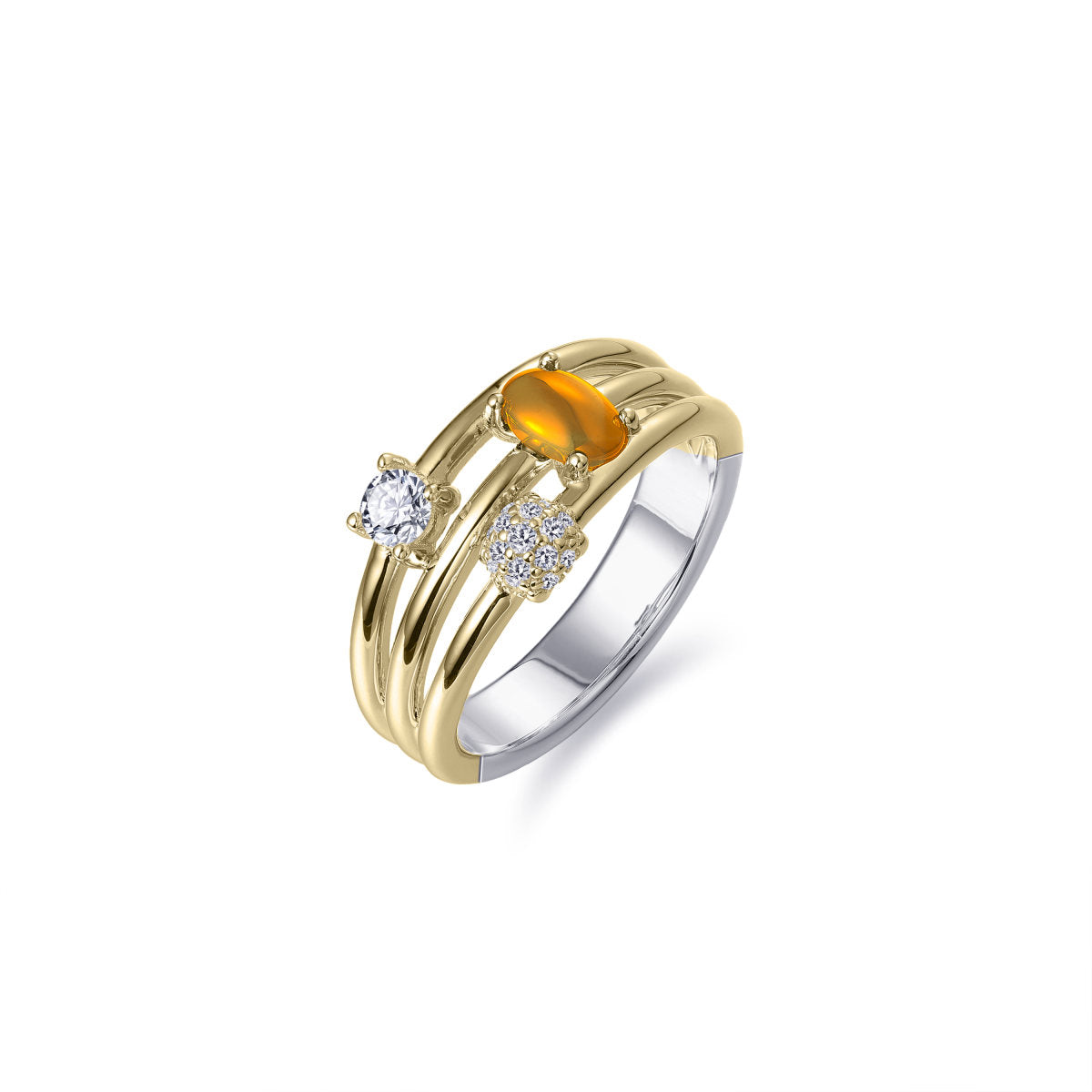 Gisser Ring Zilver Geel Verguld Zirkonia Wit – R474YY