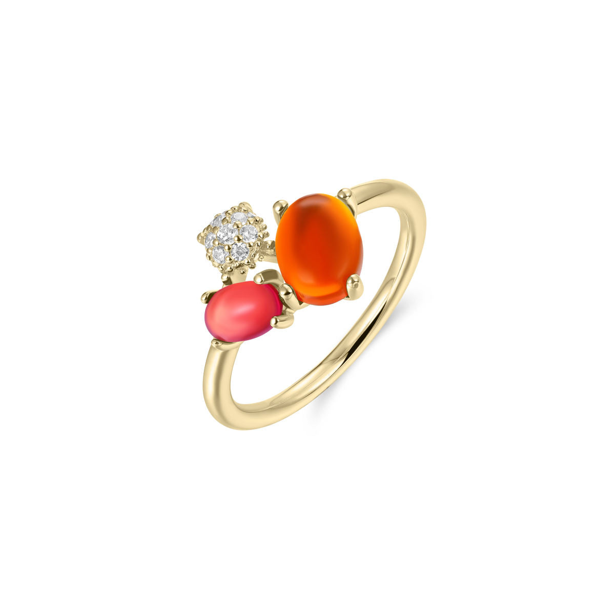 Gisser Ring Zilver Geel Verguld Zirkonia Roze – R475YO