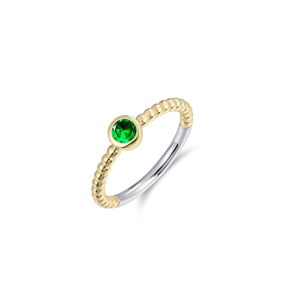 Gisser Ring Zilver Geel Verguld Zirkonia Groen – R477YG