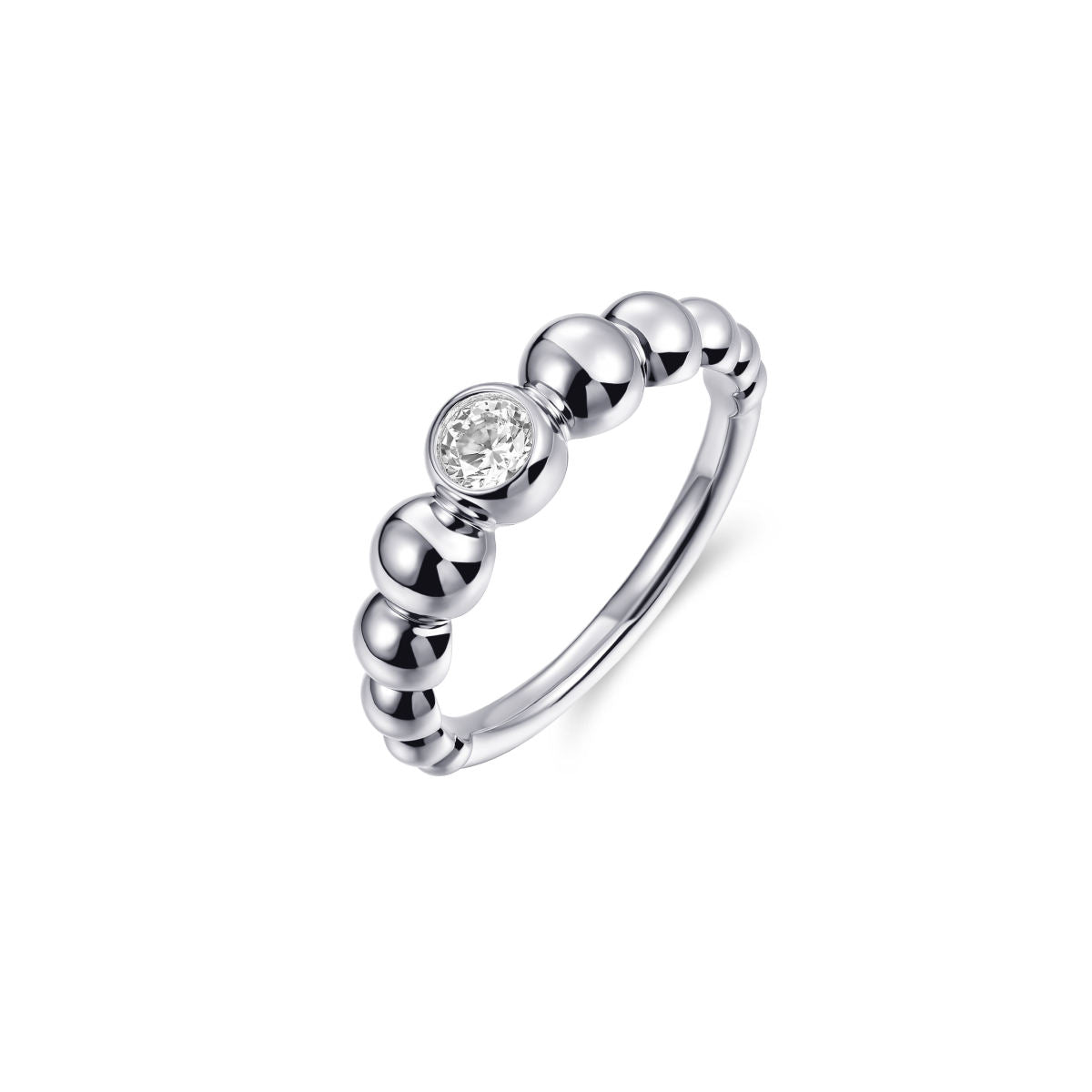 Gisser Ring Zilver Gerhodineerd Zirkonia Wit – R479