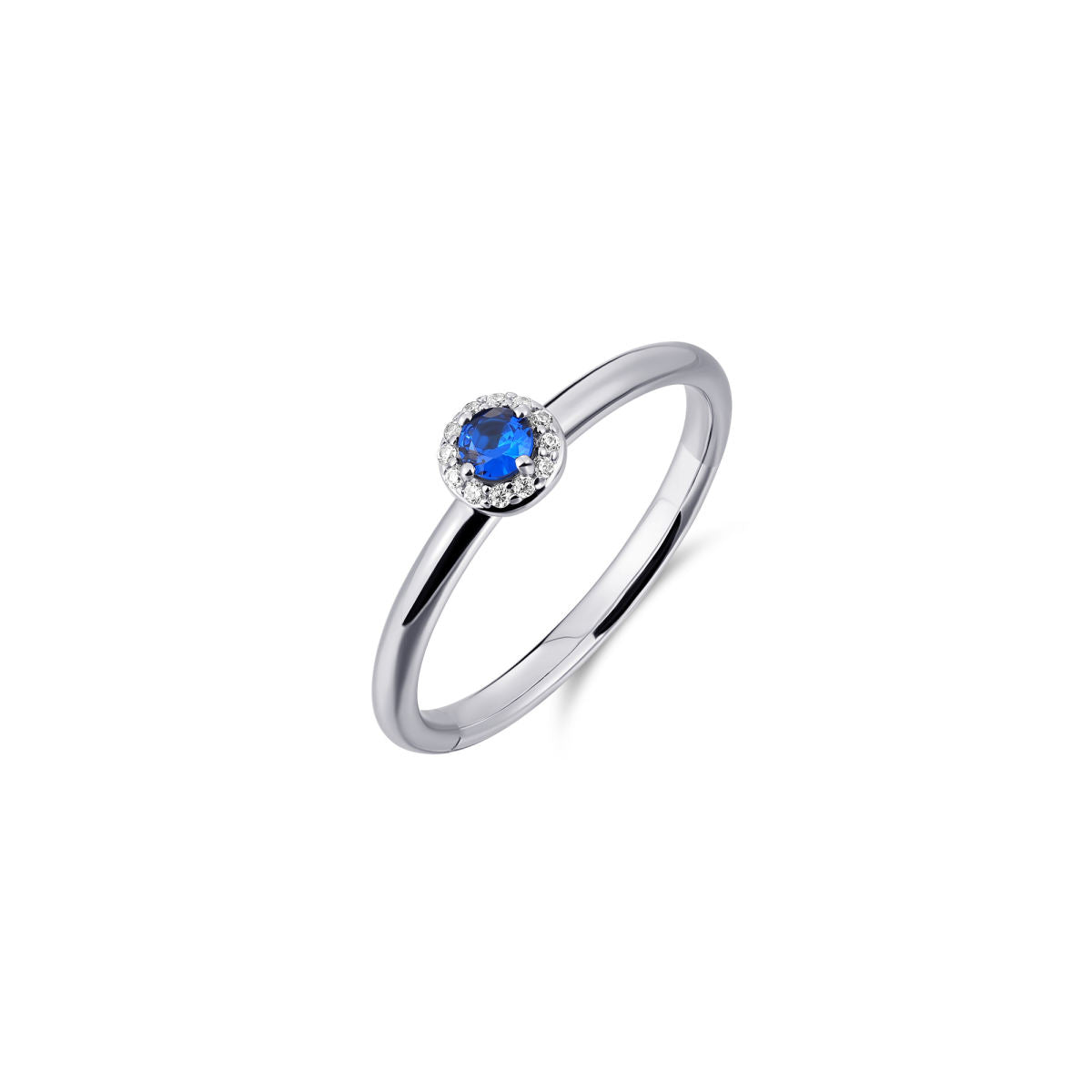 Gisser Ring Zilver Gerhodineerd Zirkonia Donkerblauw – R486B