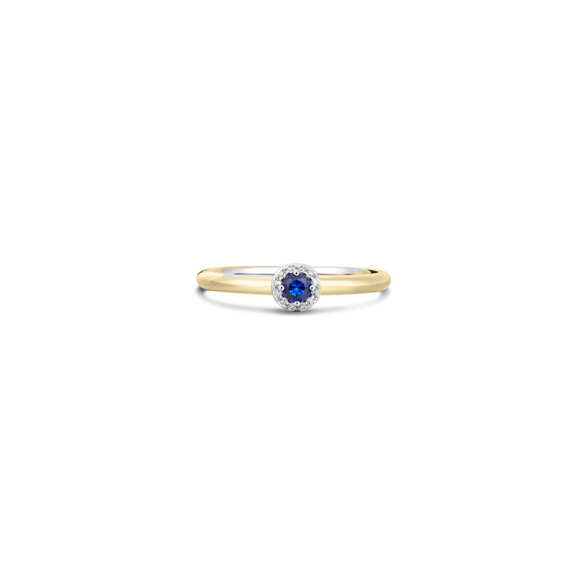 Gisser Ring Zilver Verguld Bicolor Zirkonia Donkerblauw – R486YB – foto 2