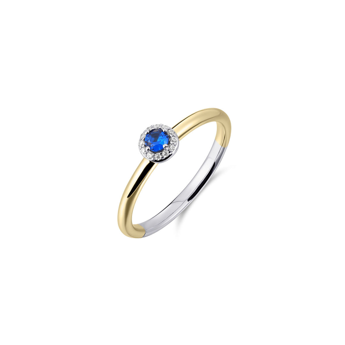 Gisser Ring Zilver Verguld Bicolor Zirkonia Donkerblauw – R486YB
