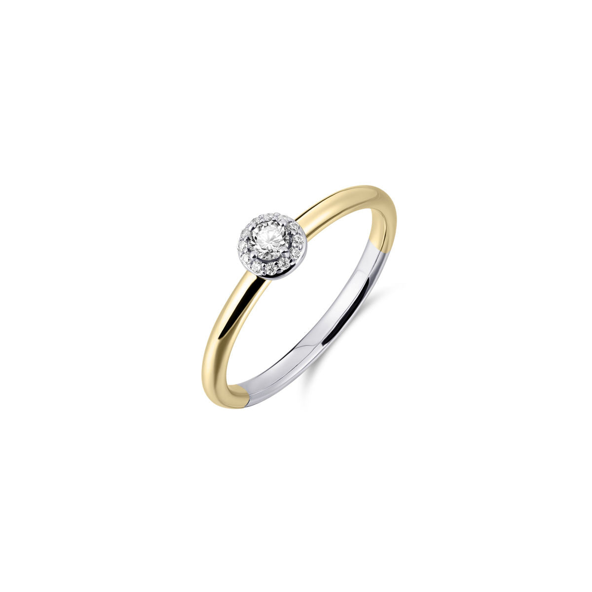Gisser Ring Zilver Geel Verguld Zirkonia Wit – R486Y