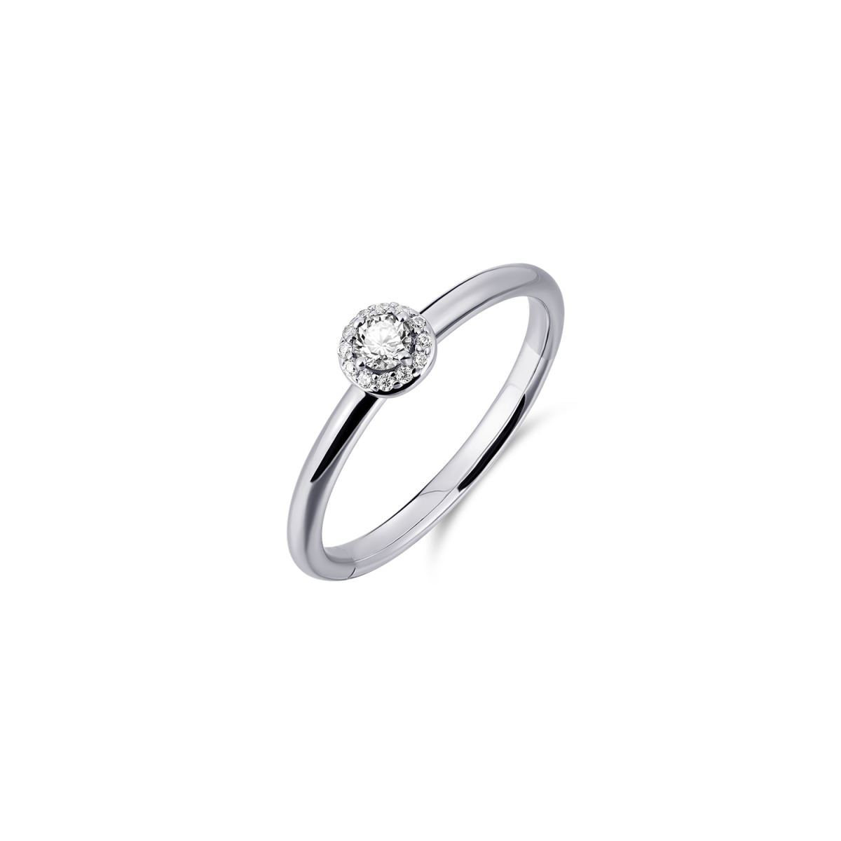Gisser Ring Zilver Gerhodineerd Zirkonia Wit – R486