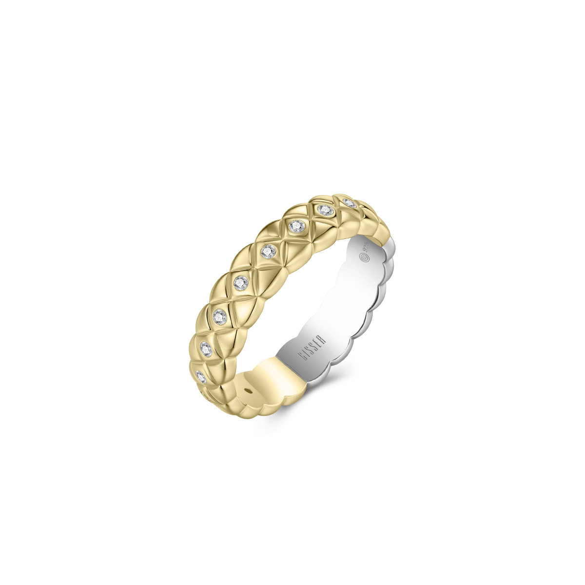Gisser Ring Zilver Verguld Bicolor Zirkonia Wit – R491Y