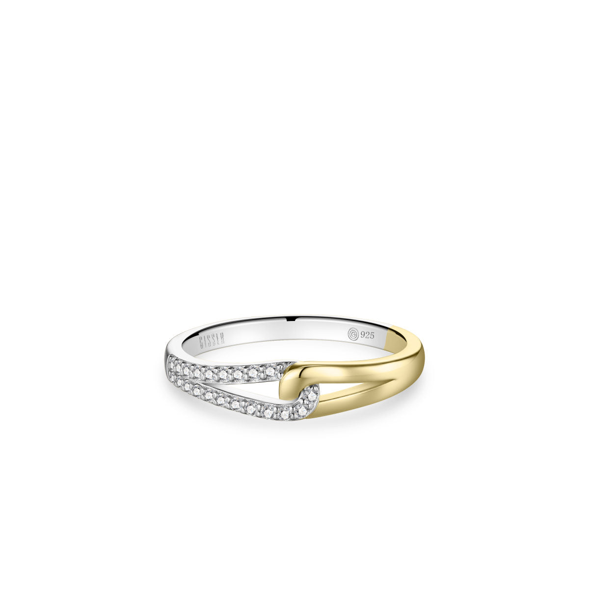 Gisser Ring Zilver Verguld Bicolor Zirkonia Wit – R493Y – foto 2