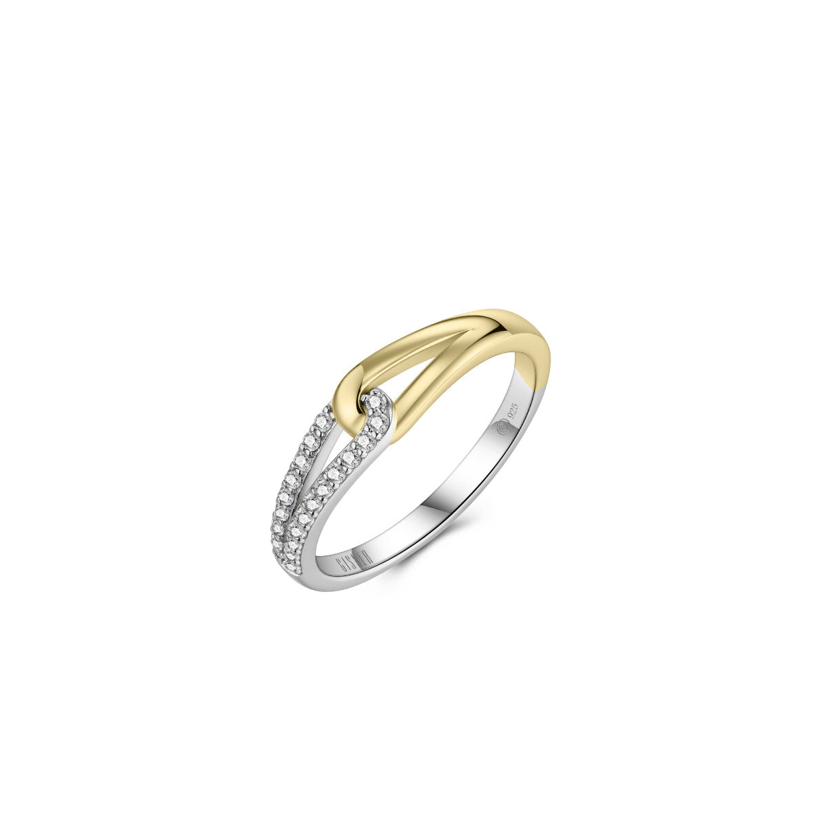 Gisser Ring Zilver Verguld Bicolor Zirkonia Wit – R493Y