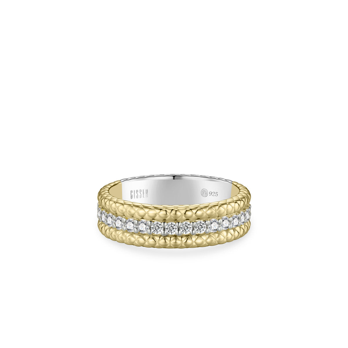 Gisser Ring Zilver Verguld Bicolor Zirkonia Wit – R495Y – foto 2