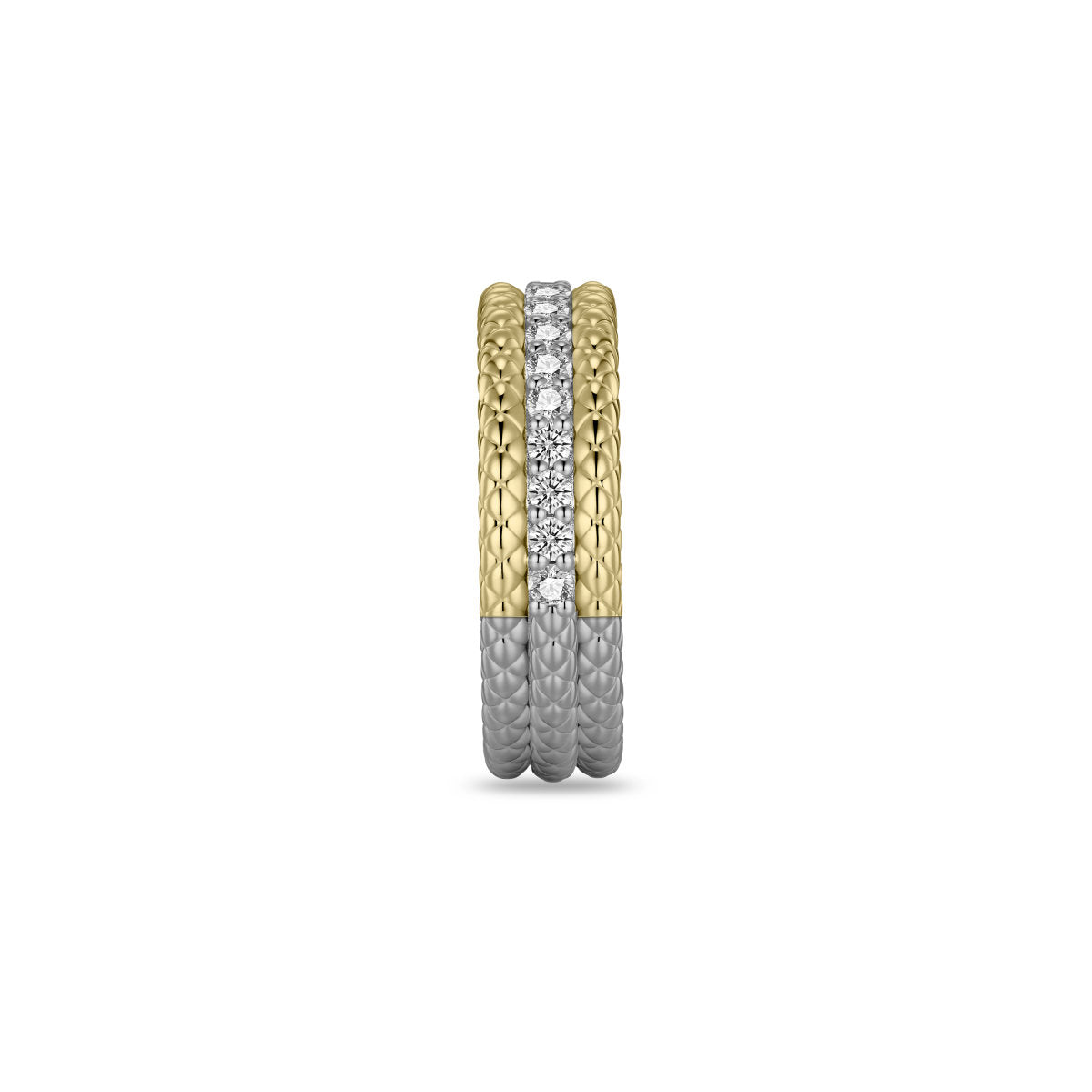 Gisser Ring Zilver Verguld Bicolor Zirkonia Wit – R495Y – foto 3