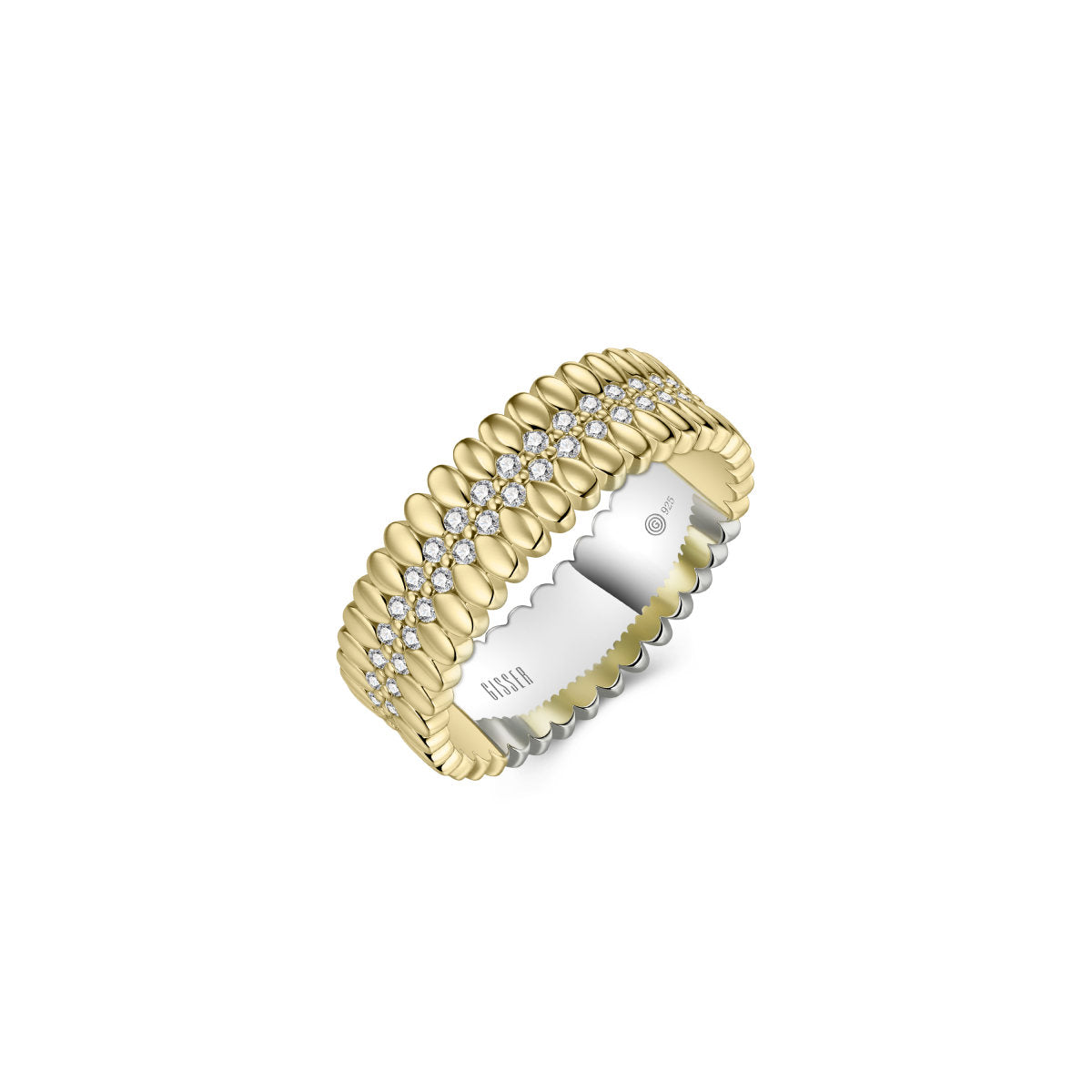 Gisser Ring Zilver Verguld Bicolor Zirkonia Wit – R496Y