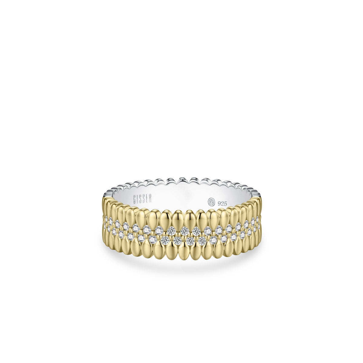 Gisser Ring Zilver Verguld Bicolor Zirkonia Wit – R496Y – foto 2