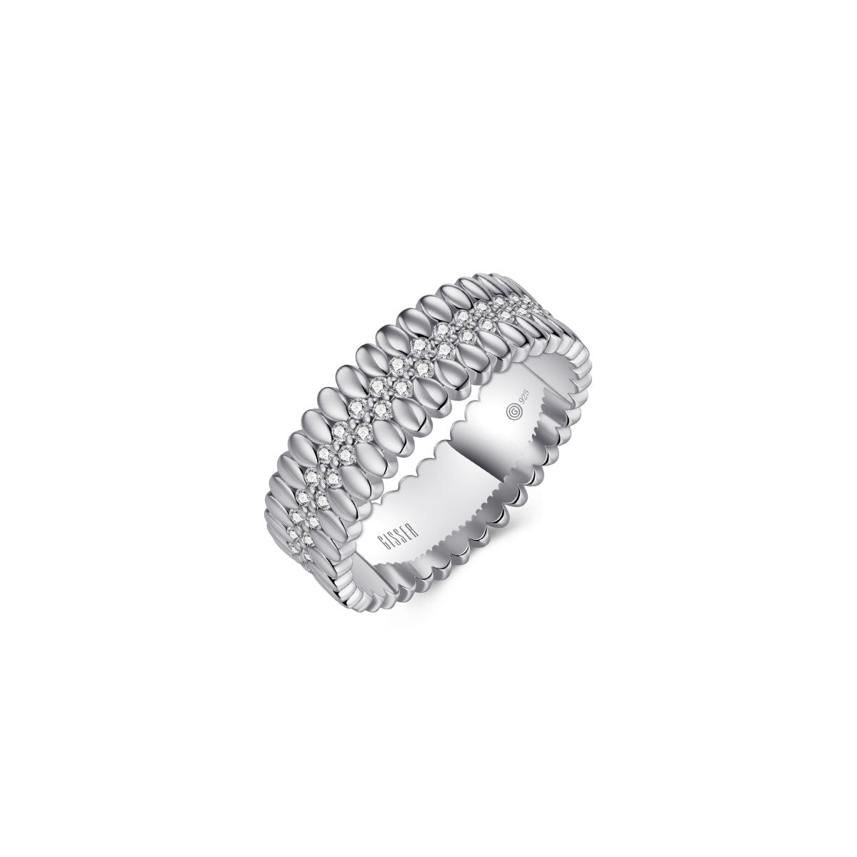 Gisser Ring Zilver Gerhodineerd Zirkonia Wit – R496