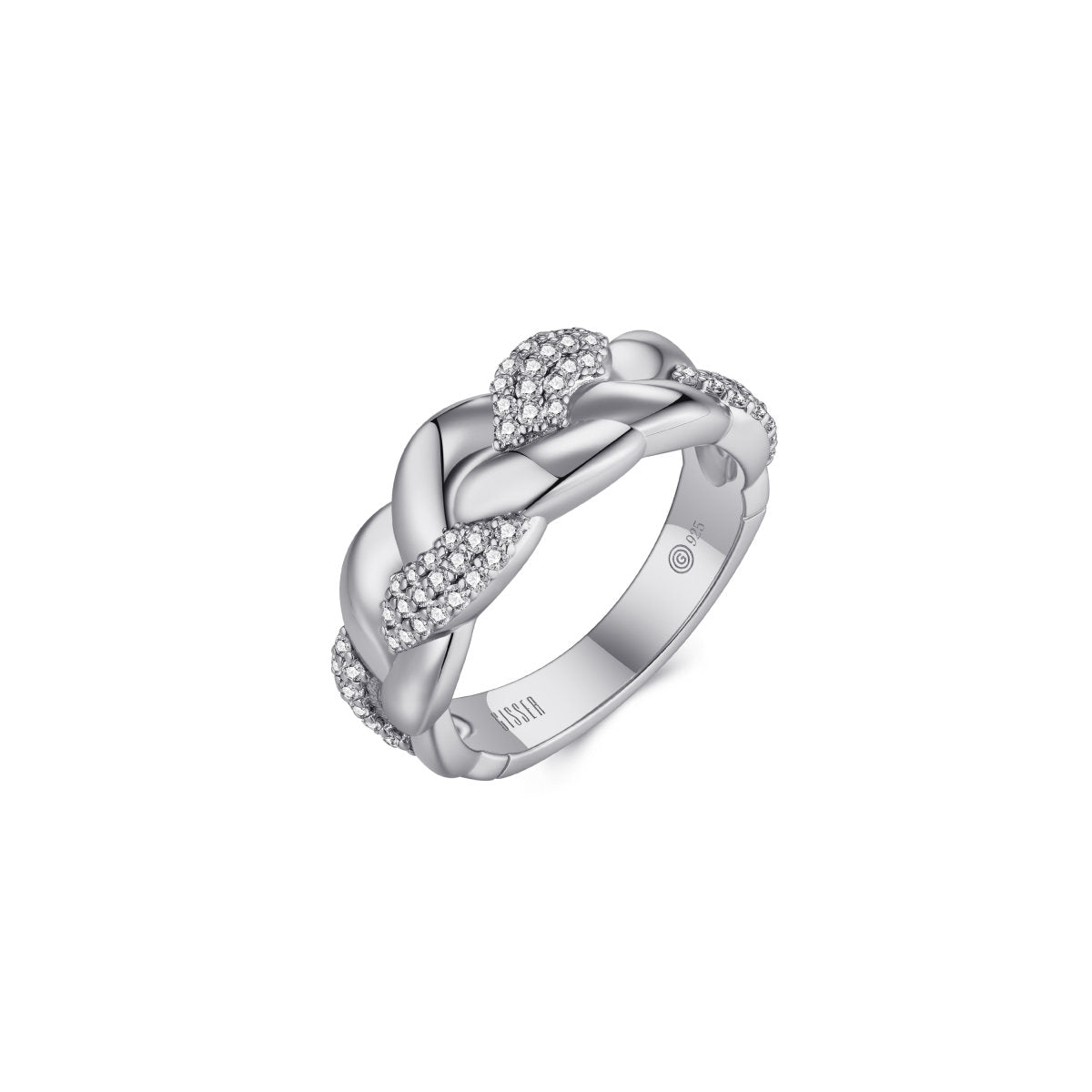 Gisser Ring Zilver Gerhodineerd Zirkonia Wit – R498