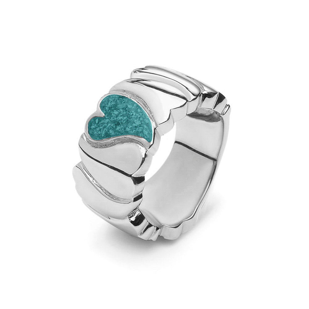 See You Wide Heart Ring 1,2 cm zilver zwart - RG006-EU47