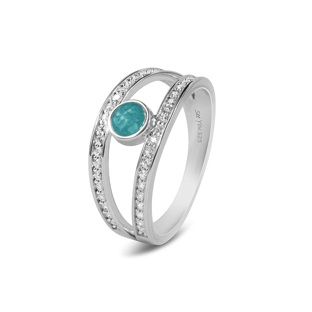 See You Double Band Gems Ring zilver zwart - RG014-EU50