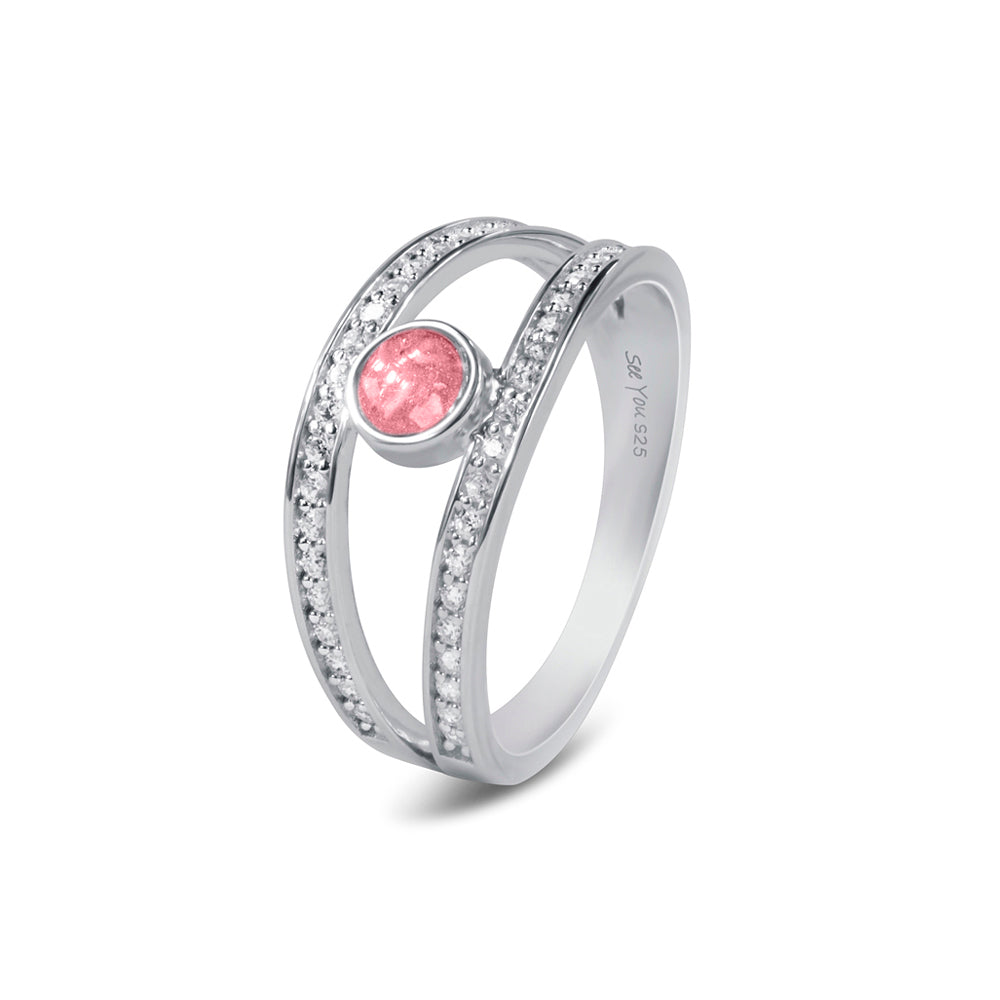 See You Double Band Gems Ring zilver zwart - RG014-EU50