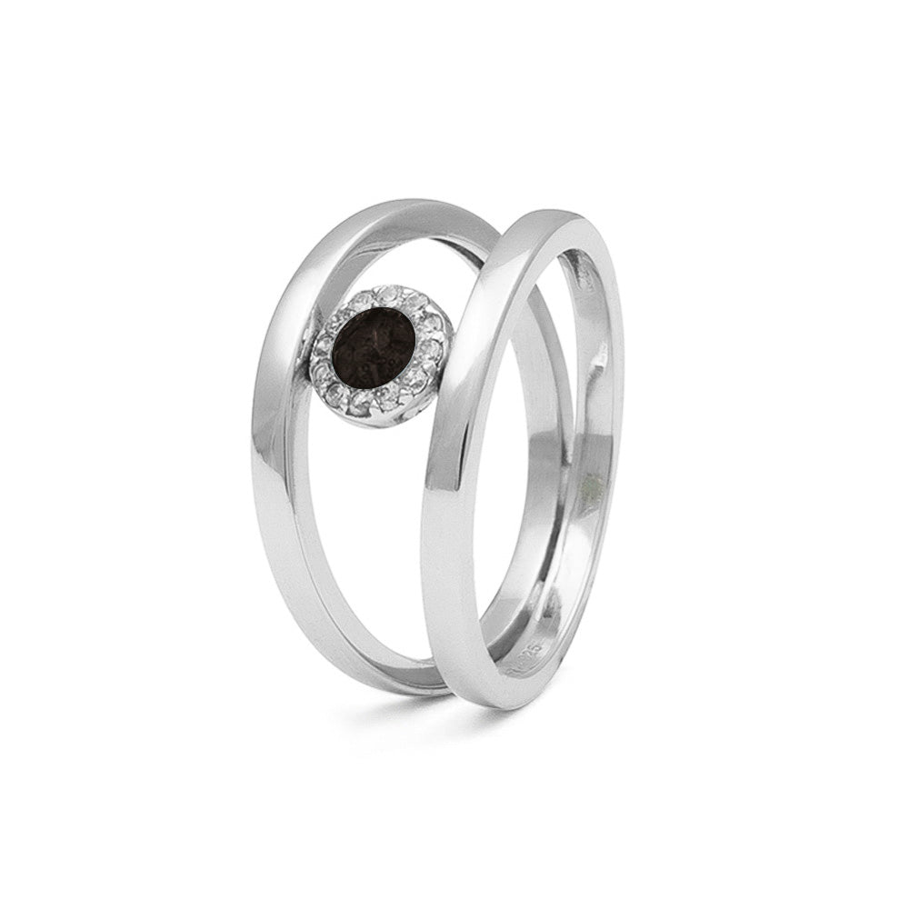 See You Double Band Gems Ring zilver zwart - RG015-EU50