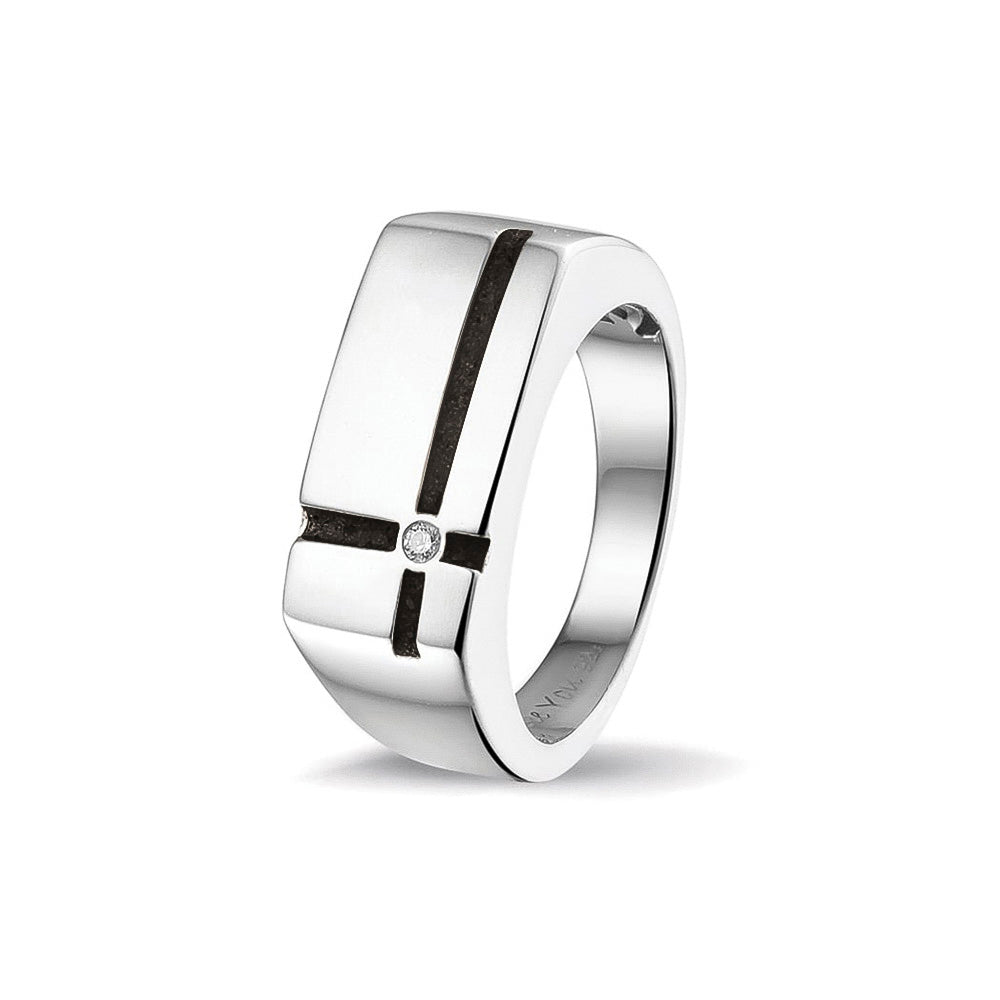 See You Cross Gem Ring - Gents zilver