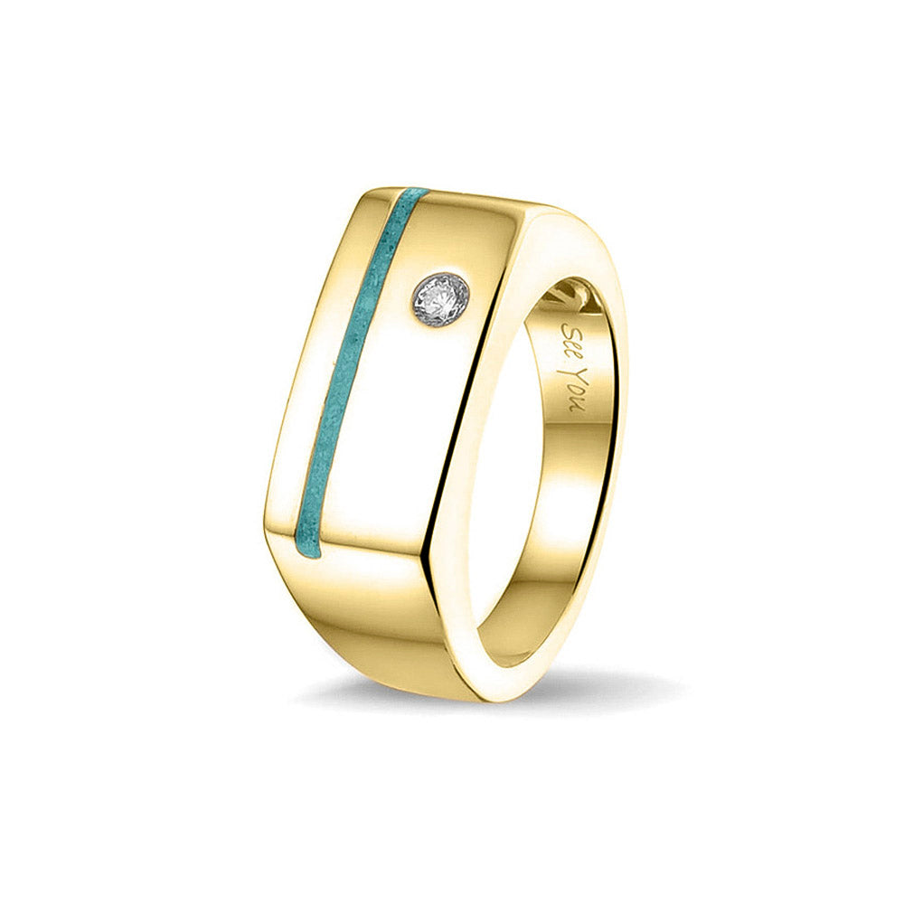 See You Stripe Gem Ring zilver zwart - RG040-zilver-EU47