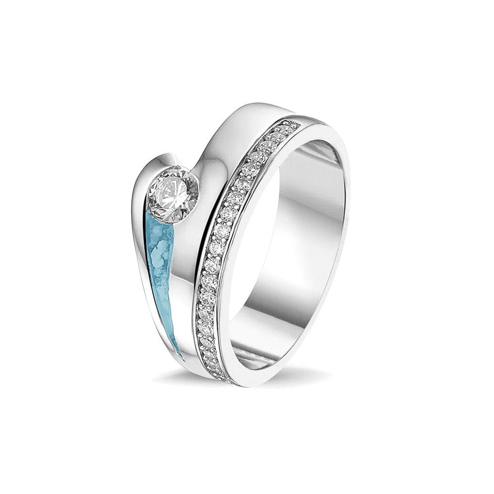 See You Double band ring zilver zwart - RG044-EU50
