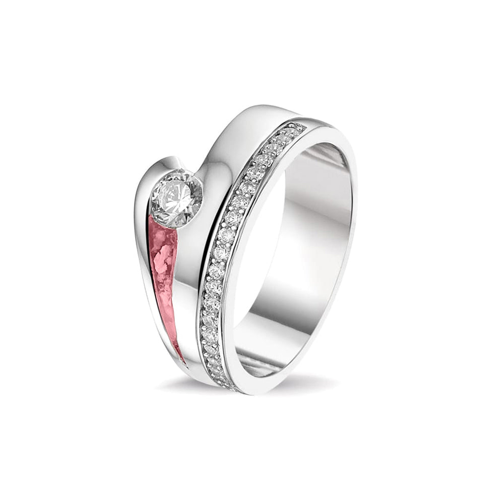 See You Double band ring zilver zwart - RG044-EU50