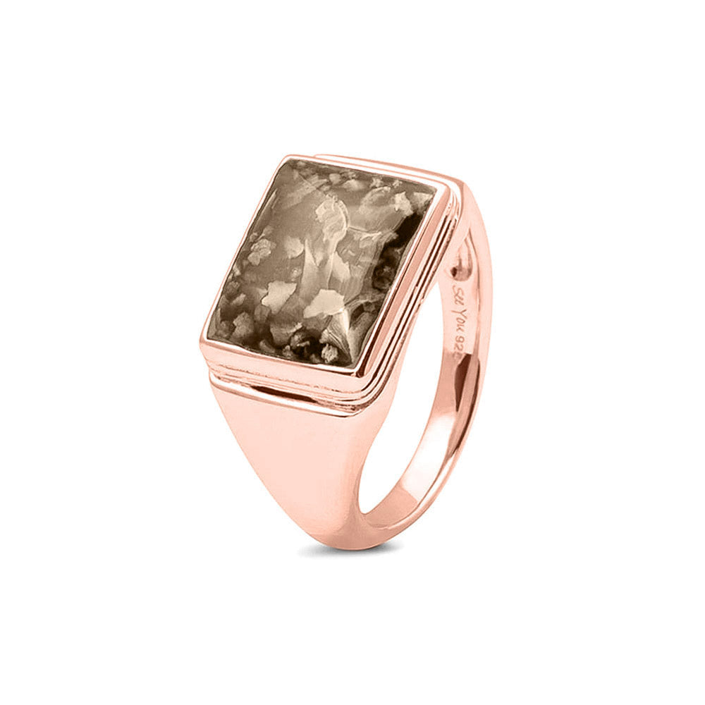 See You Rechthoekige zegelring met rand en as in goud – RG-053 – afbeelding 47