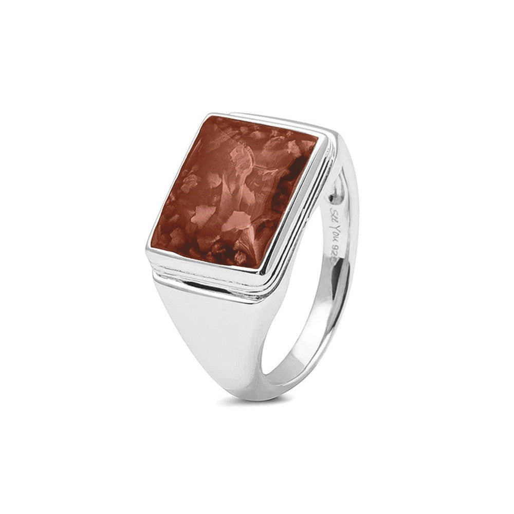 See You Rechthoekige zegelring met rand en as in goud – RG-053 – afbeelding 54