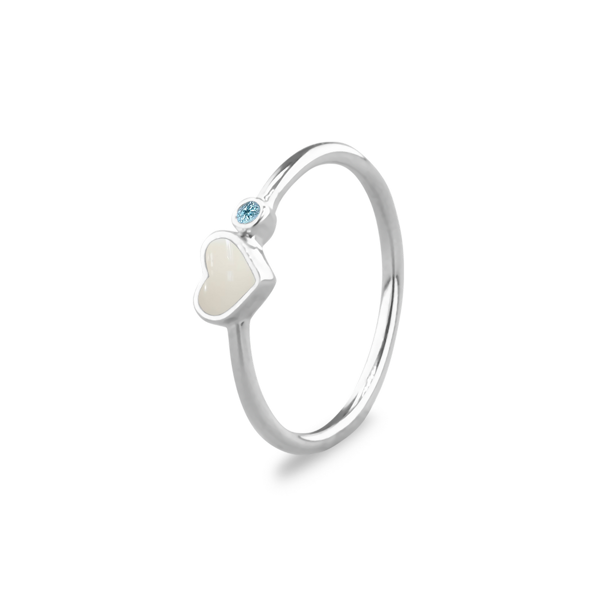See You Single Band Heart Birthstone Ring - RG-057-EU47