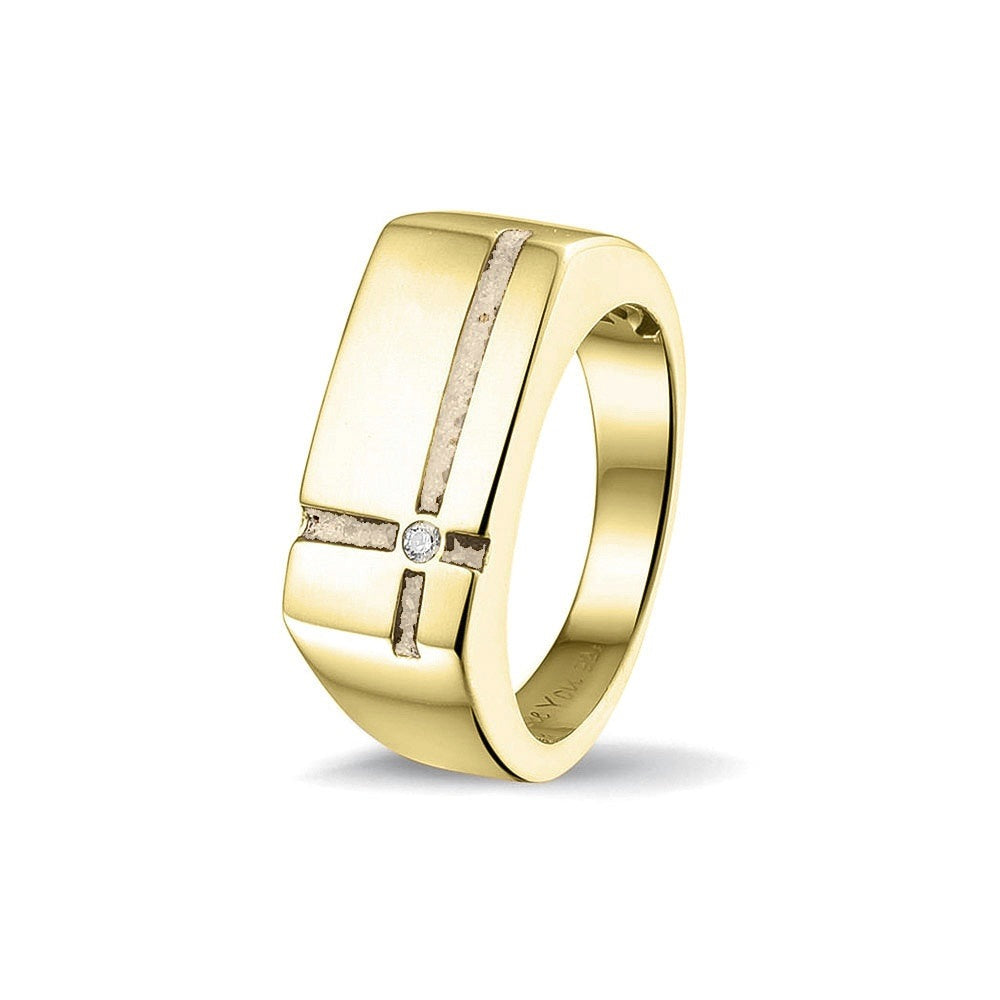 See You Gouden herenring met kruis en zirkonia – RG-039 – afbeelding 2