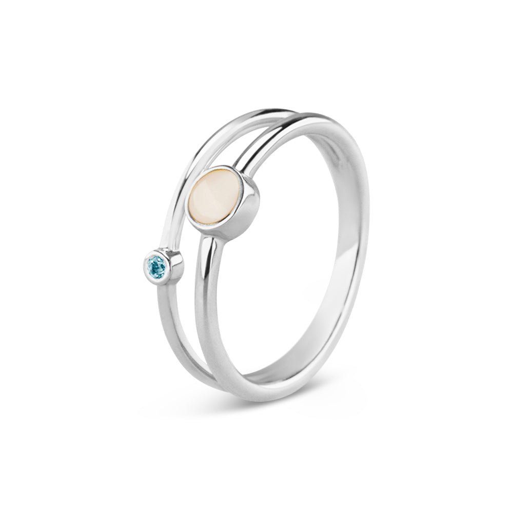 See You Double Band Birthstone Ring