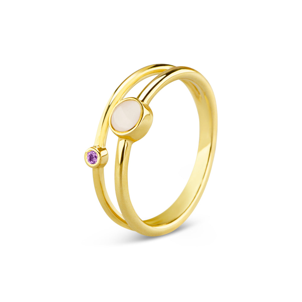 See You Double Band Birthstone Ring