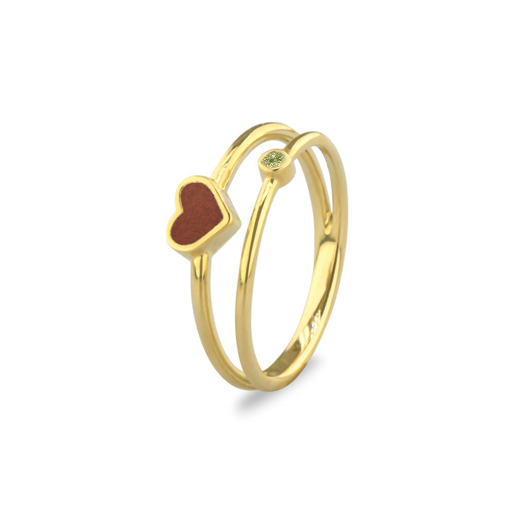 See You Dubbele hartring met as en geboortesteen in goud – RG058 – afbeelding 8