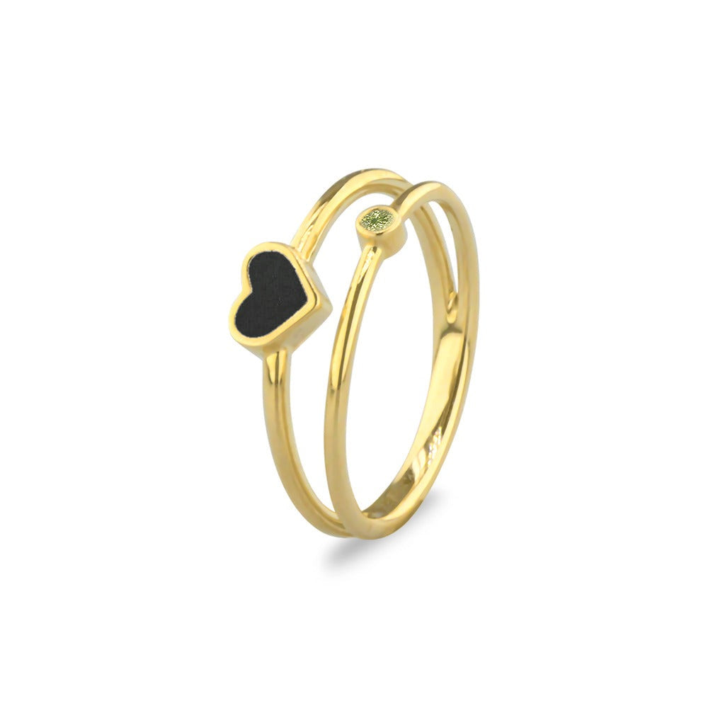 See You Dubbele hartring met as en geboortesteen in goud – RG058 – afbeelding 6