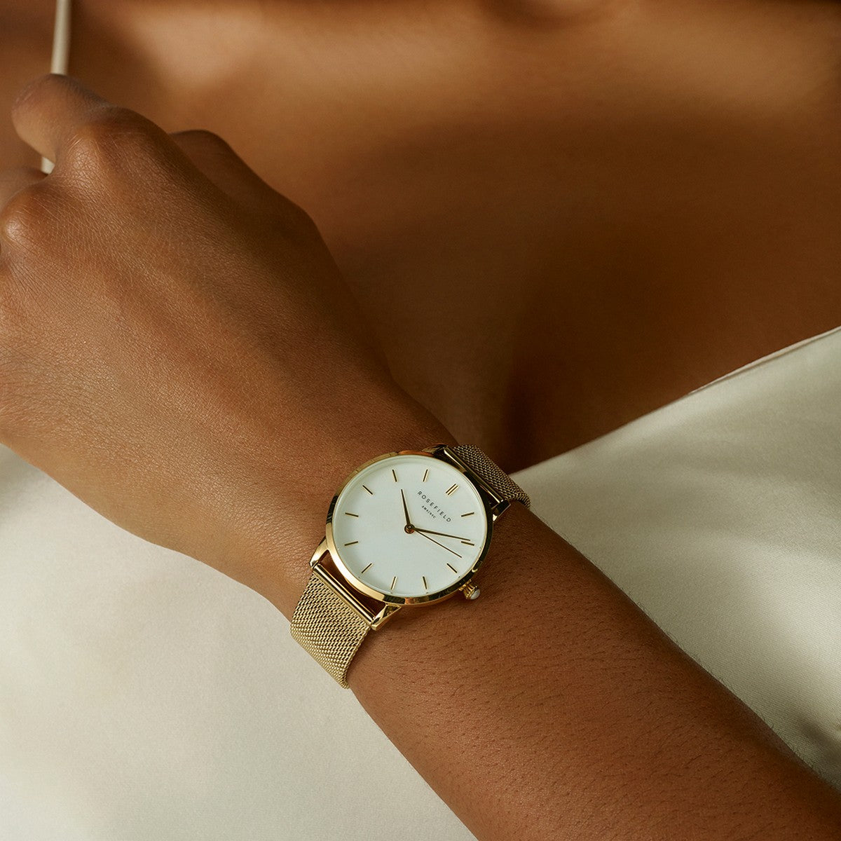 Rosefield horloge RMGMG-R06 Pearl Edit Mesh White MOP Gold - PansiteNederland.nl