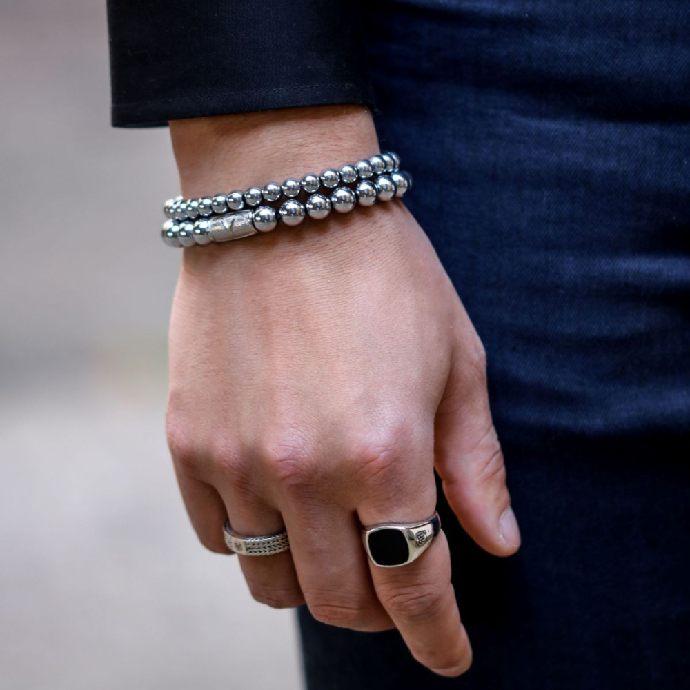 Rebel & Rose Stones Only 4mm Armband RR-40040-S – Zilvergrijs/glimmend