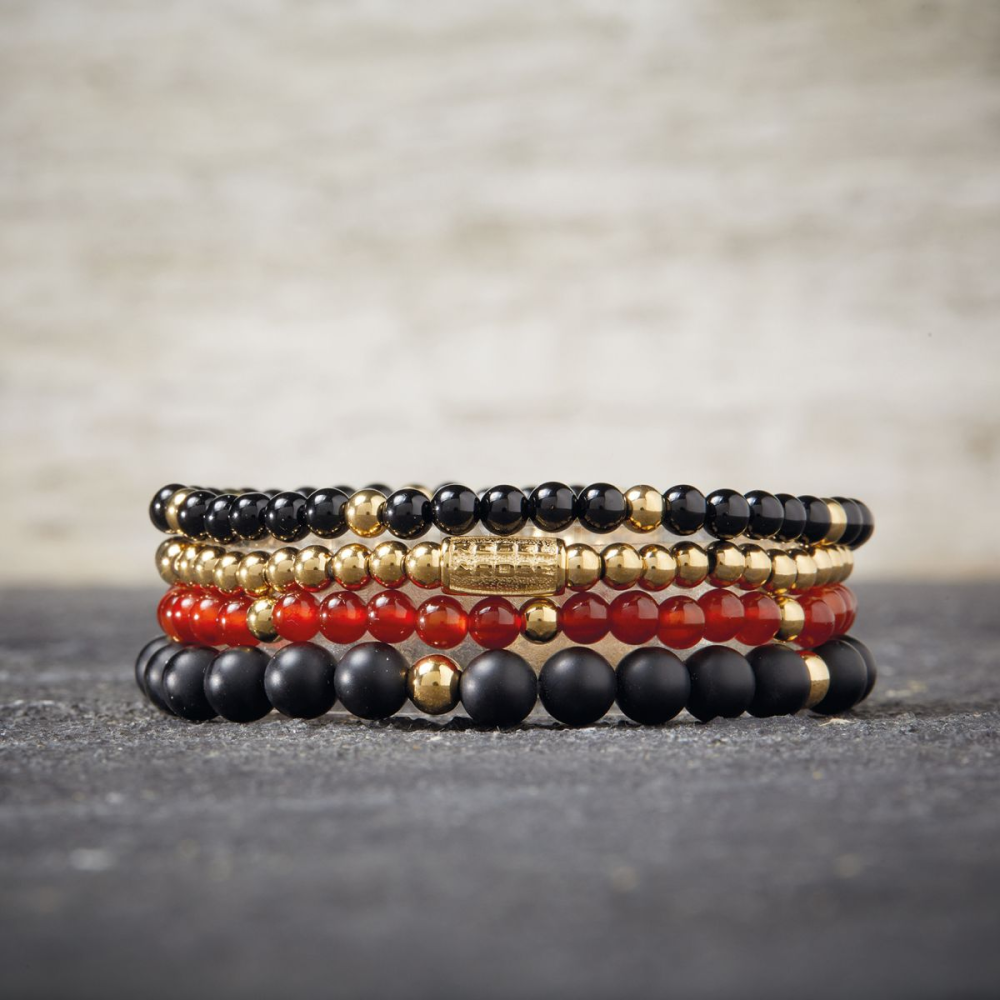 Rebel & Rose More Balls Than Most 4mm Armband RR-40044-G – Rood/goud-kleur