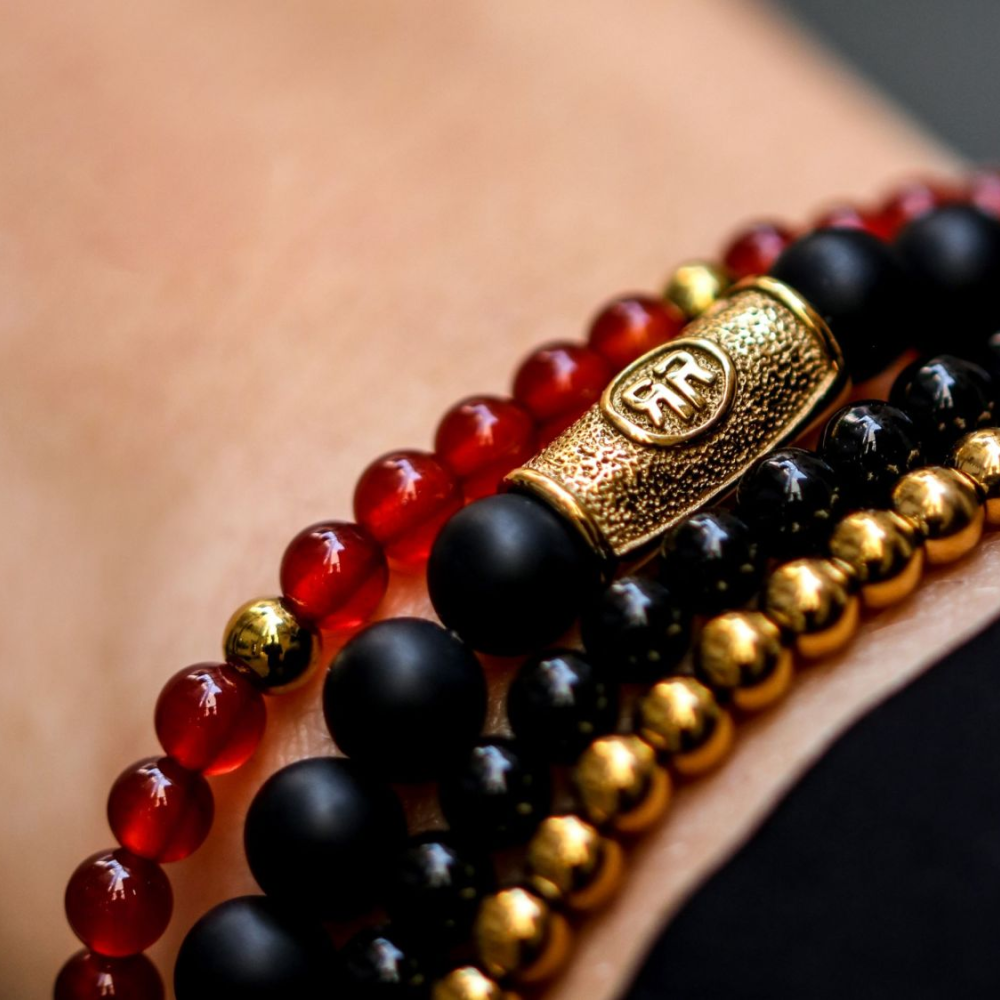 Rebel & Rose More Balls Than Most 4mm Armband RR-40044-G – Rood/goud-kleur