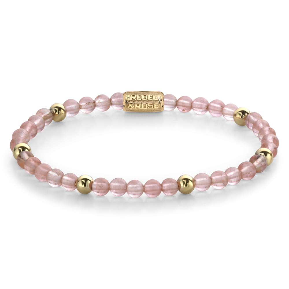 Rebel & Rose More Balls Than Most 4mm Armband RR-40062-G – Roze/goud-kleur