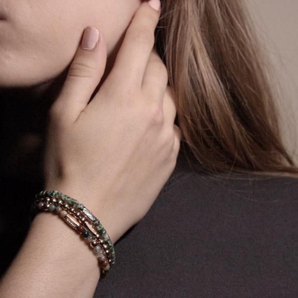 Rebel & Rose More Balls Than Most 4mm Armband RR-40083-R – Groen met beige/pastel kleuren