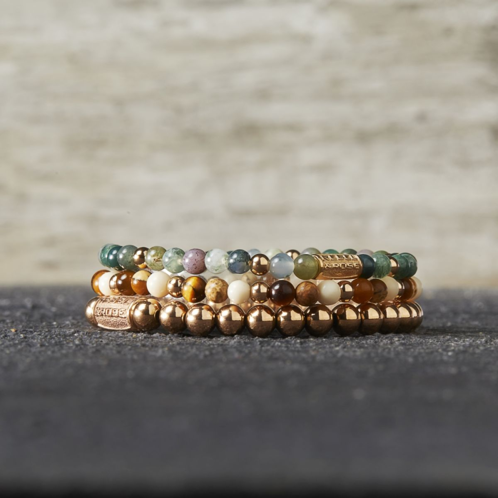 Rebel & Rose More Balls Than Most 4mm Armband RR-40083-R – Groen met beige/pastel kleuren