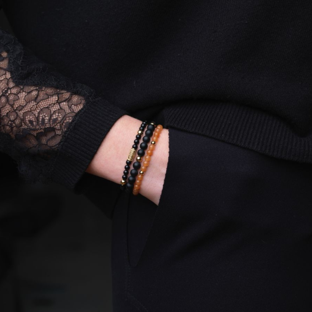 Rebel & Rose More Balls Than Most 6mm Armband RR-60078-G – Zwart/geelgoud